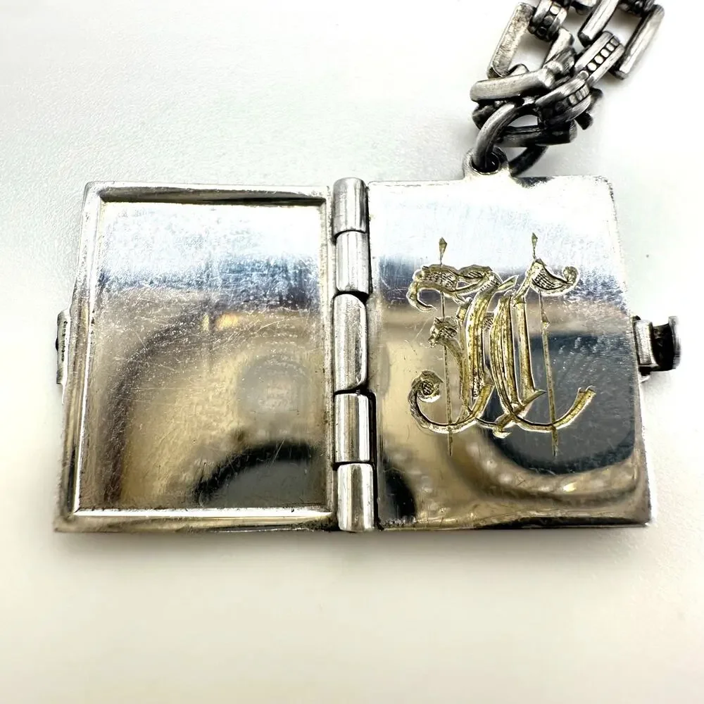 Vintage 925 sterling silver flex link articulated book charm bracelet 6